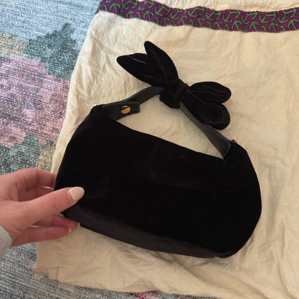 a new day Black Velvet Clutch with Bow